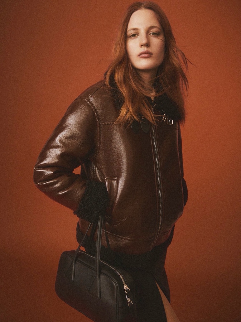 Mango Black Leather Satchel Bag